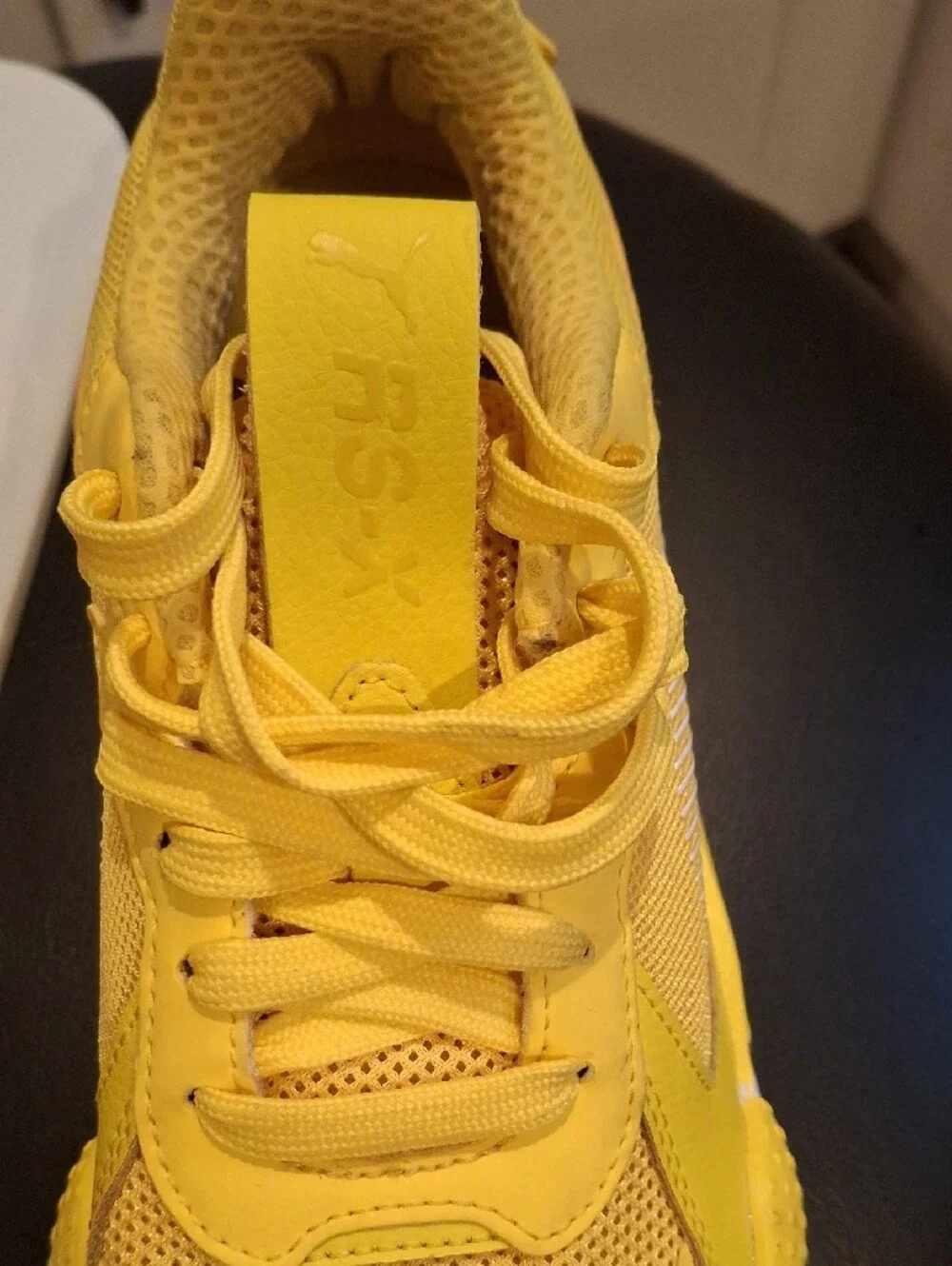 Puma Yellow Mesh Lace-Up Sneakers
